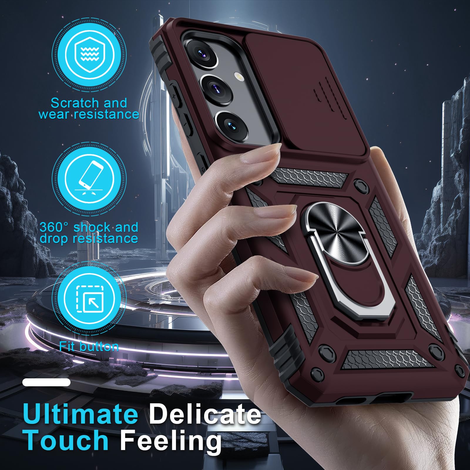 Foto 8 pulgar | Funda De Teléfono Compatible Con Janmitta Para Samsung Galaxy S24, Color Rojo Vino - Venta Internacional.