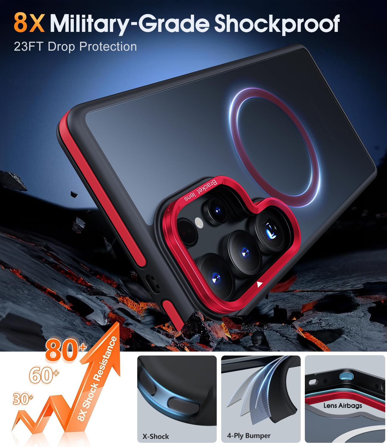 Foto 6 pulgar | Funda De Teléfono Jame Para Samsung Galaxy S25 Ultra Con Magsafe Red - Venta Internacional.