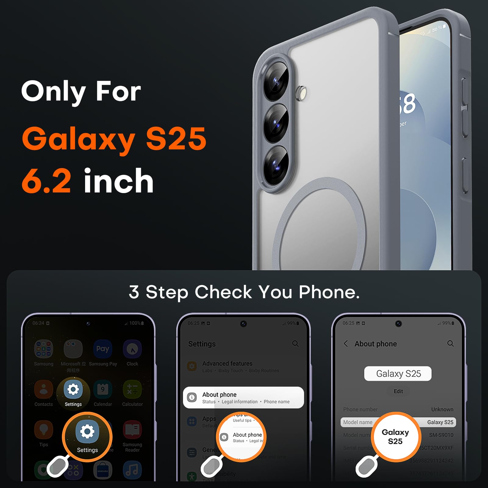 Foto 3 pulgar | Funda Tocol Magnetic Para Samsung Galaxy S25 De 6,2 Pulgadas, Color Gris - Venta Internacional.