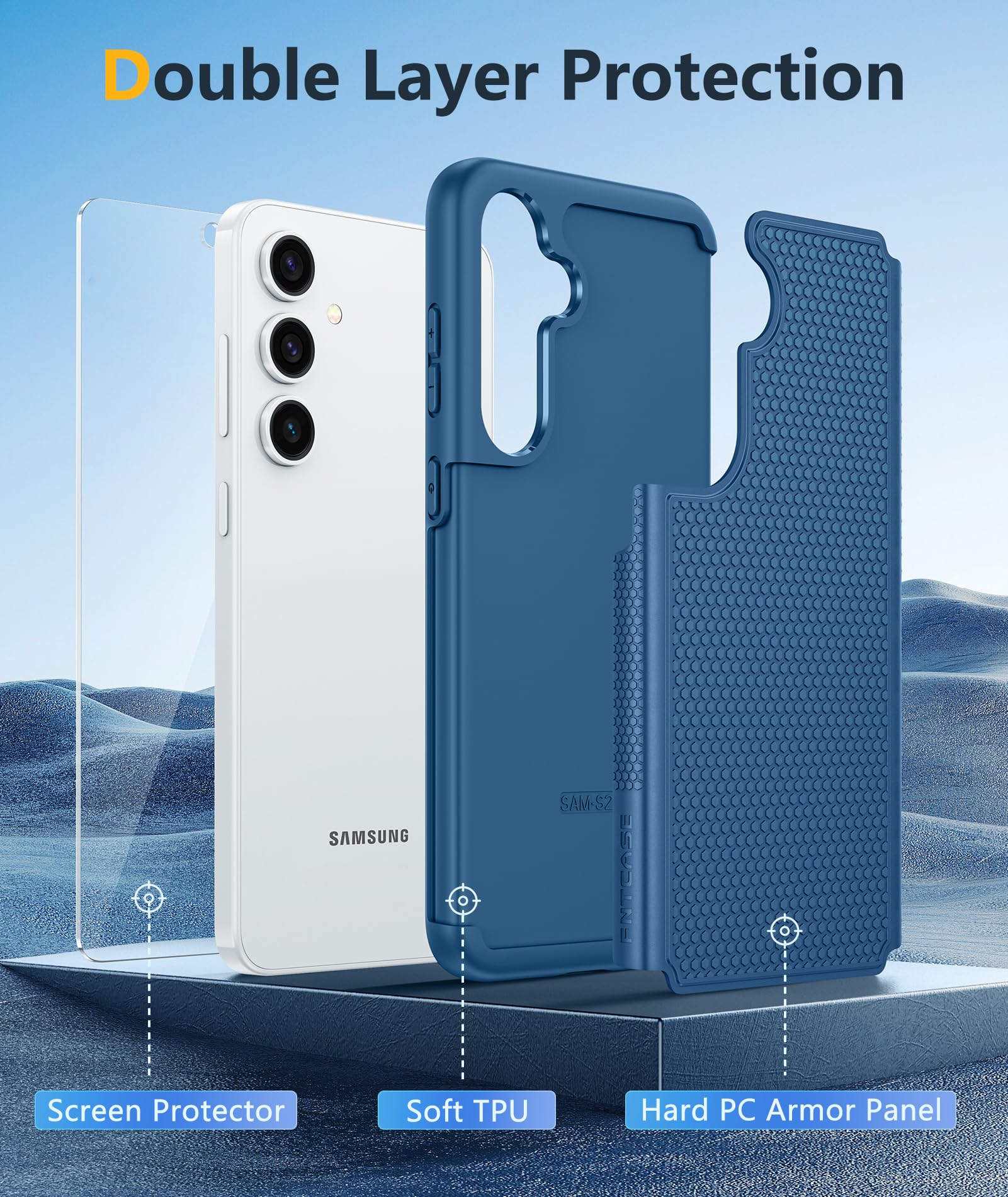 Foto 4 pulgar | Funda De Teléfono Fntcase Para Samsung Galaxy S25-plus A Prueba De Golpes, Azul - Venta Internacional.