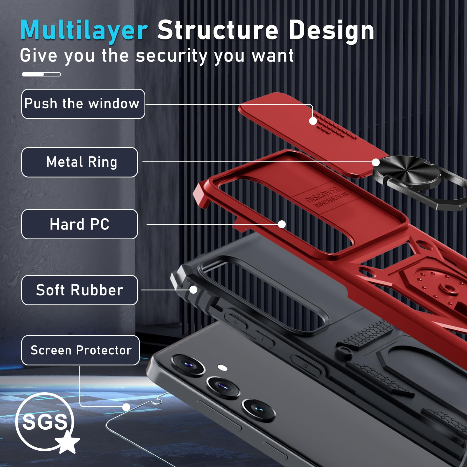 Foto 4 | Funda Para Teléfono Janmitta Compatible Con Samsung Galaxy S25/s24, Color Rojo - Venta Internacional.