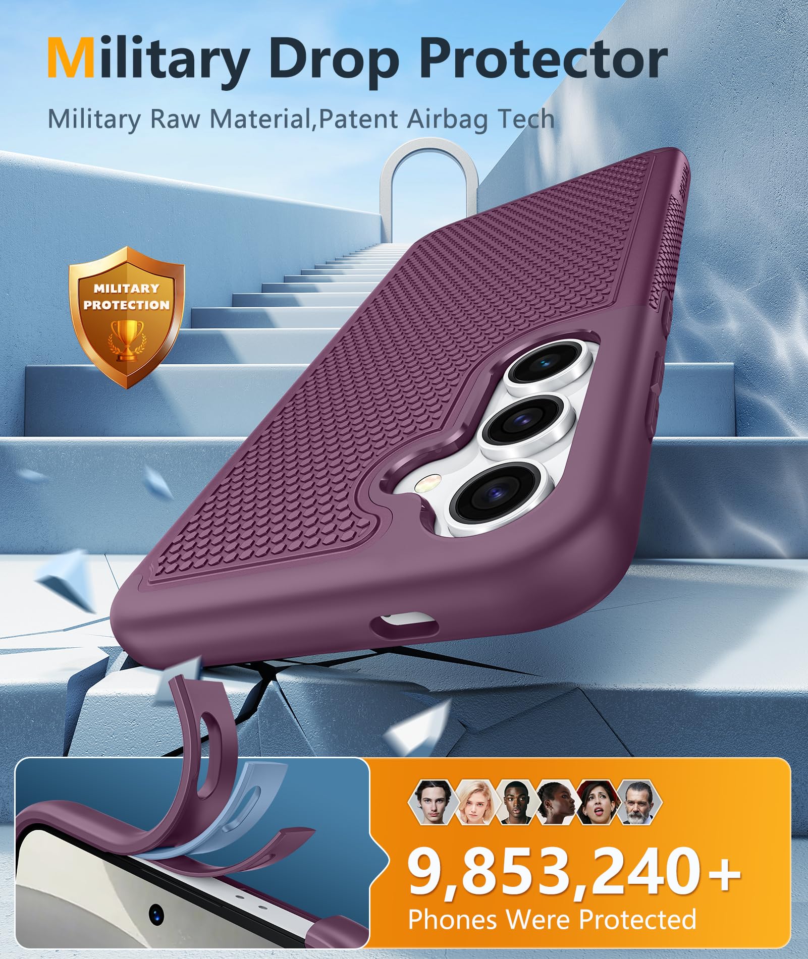 Foto 5 pulgar | Funda De Teléfono Fntcase Para Samsung Galaxy S25-plus A Prueba De Golpes, Color Morado - Venta Internacional.