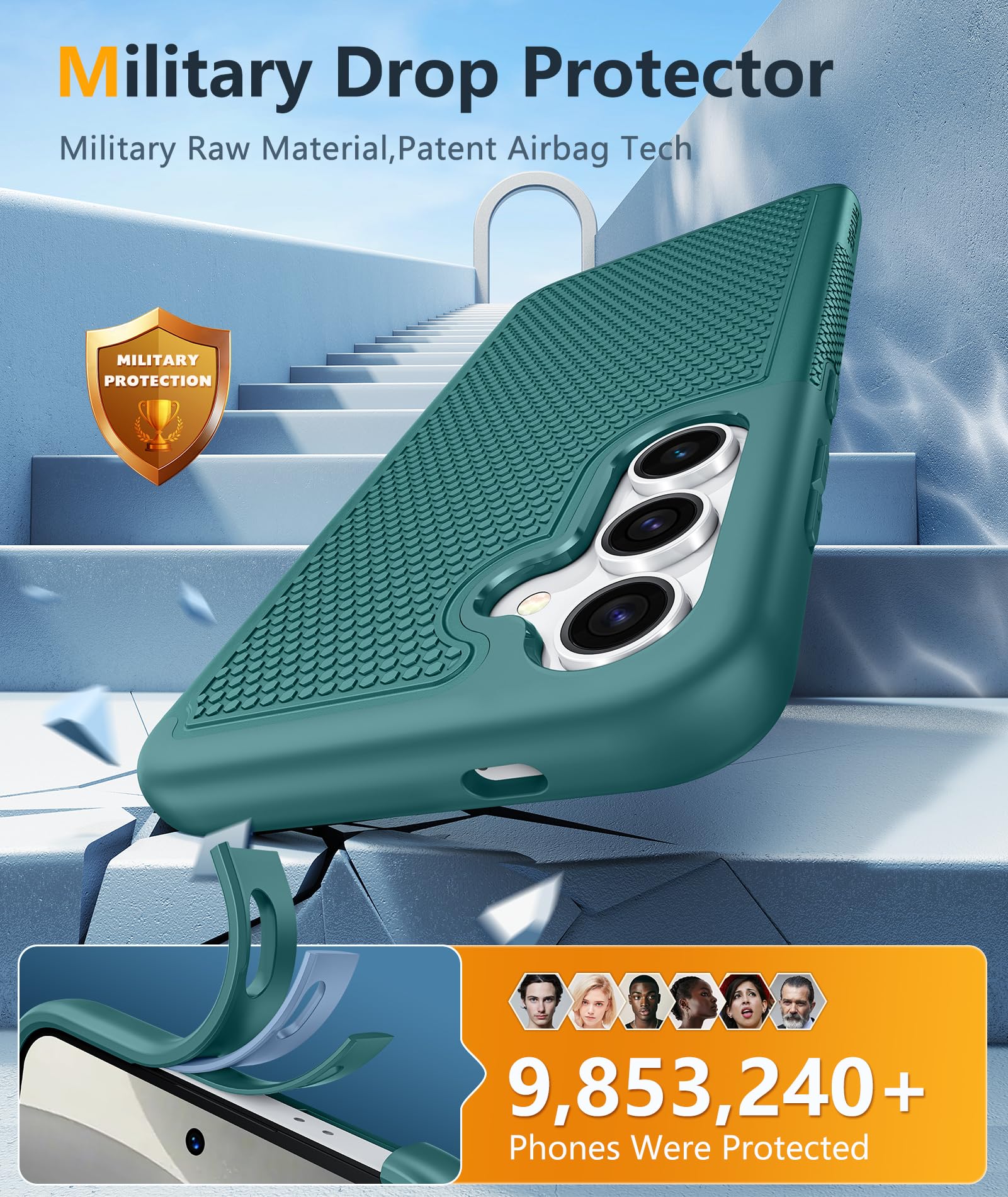 Foto 5 pulgar | Funda De Teléfono Fntcase Para Samsung Galaxy S25-plus A Prueba De Golpes, Verde - Venta Internacional.