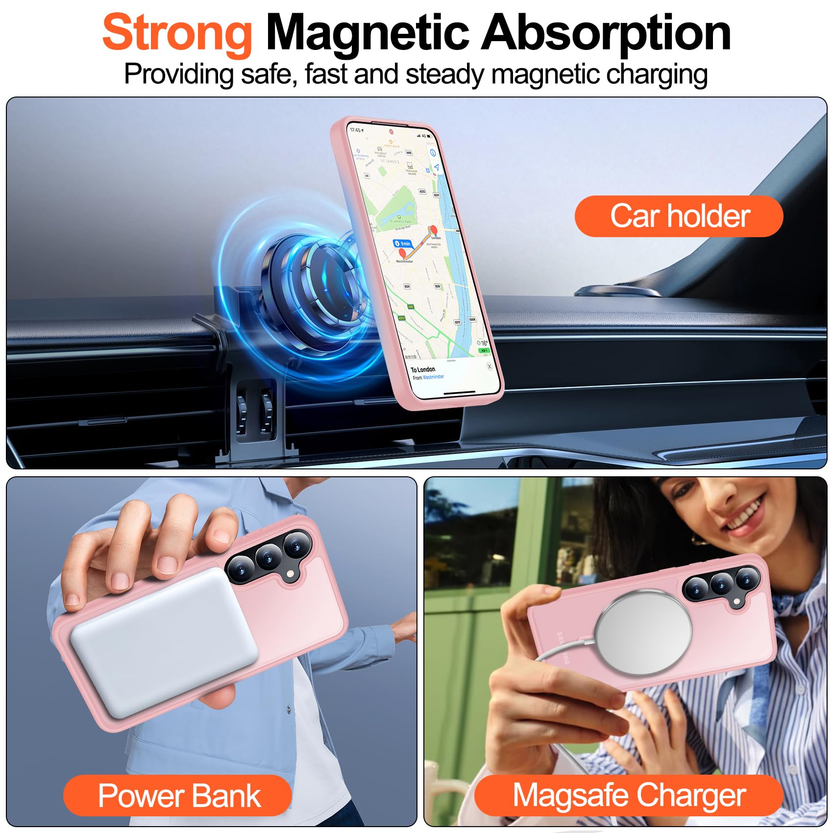 Foto 7 pulgar | Funda Mozoter Para Samsung Galaxy S25 Plus Con Magsafe De 6.7 Pulgadas, Color Rosa - Venta Internacional.