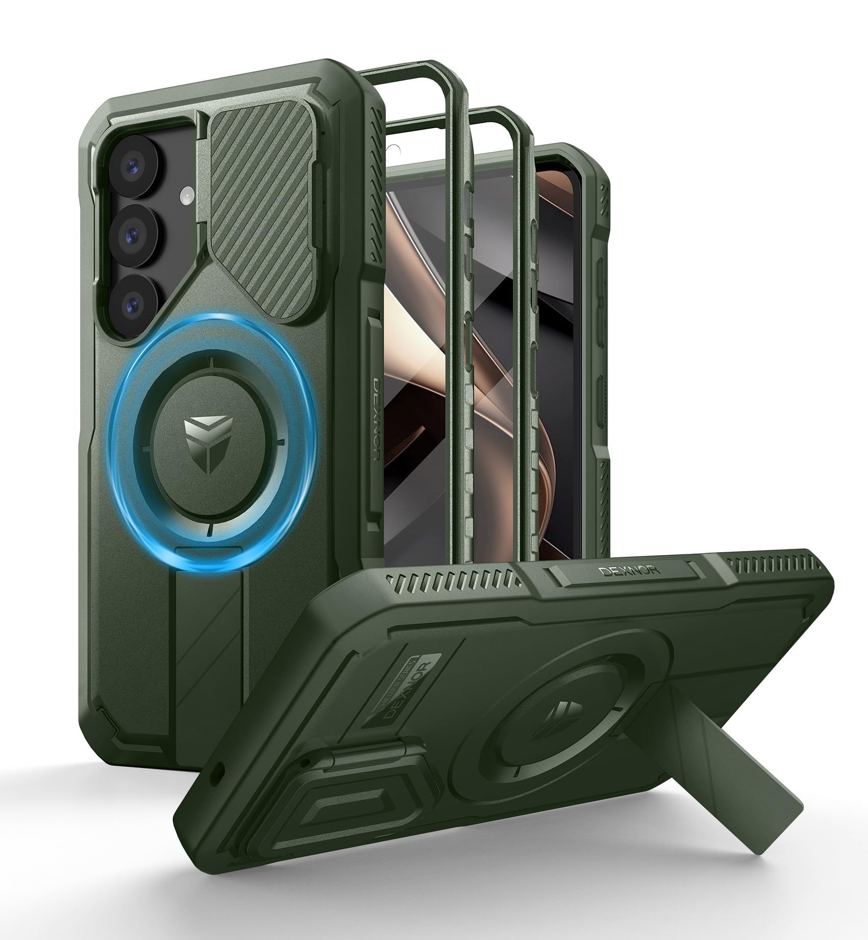 Foto 2 pulgar | Funda Dexnor Para Samsung Galaxy S25 Con Funda De Cámara, Color Verde Militar - Venta Internacional.