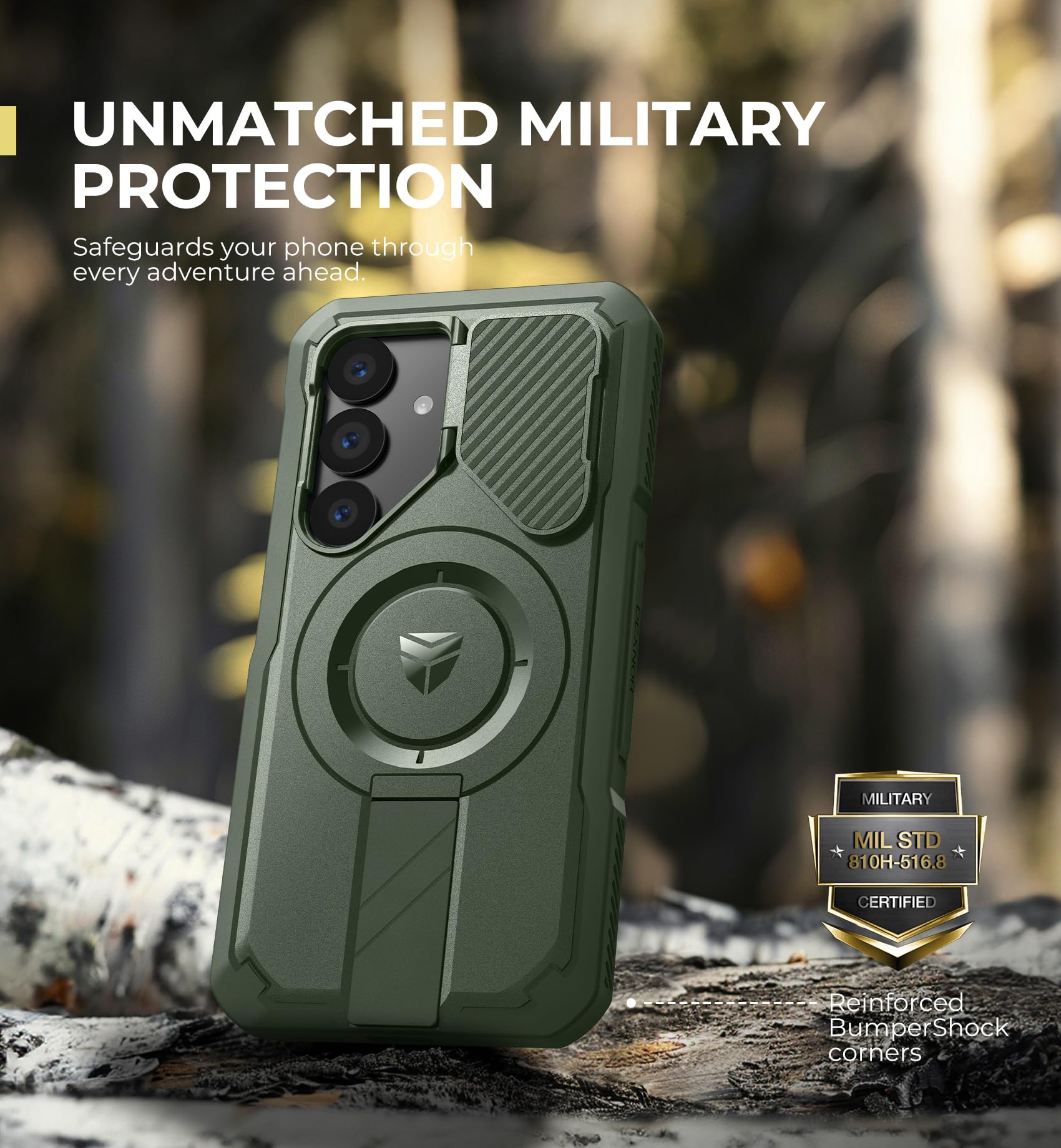 Foto 7 pulgar | Funda Dexnor Para Samsung Galaxy S25 Con Funda De Cámara, Color Verde Militar - Venta Internacional.