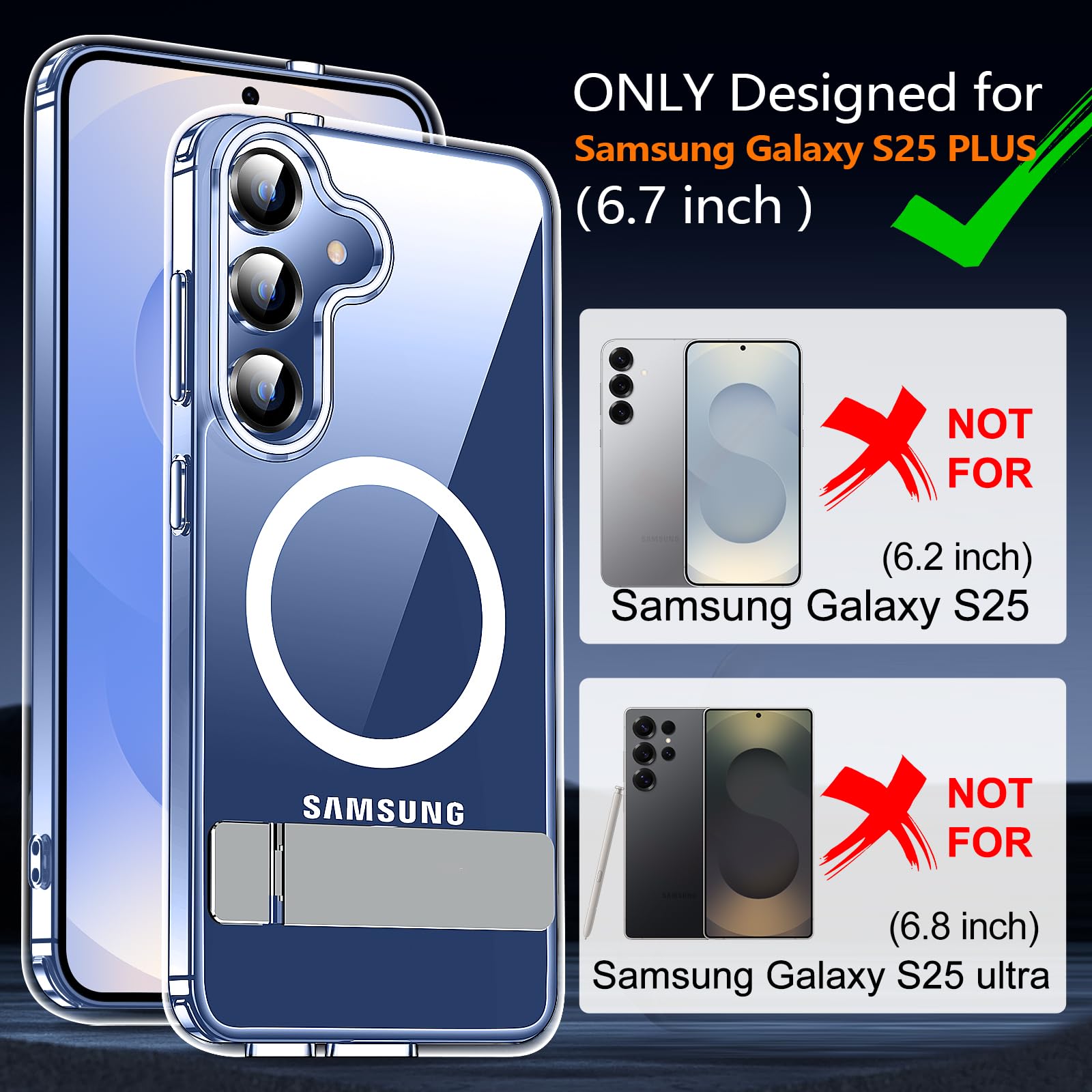 Foto 3 pulgar | Funda De Teléfono Xiwxi Para Samsung Galaxy S25 Plus Con Soporte - Venta Internacional.