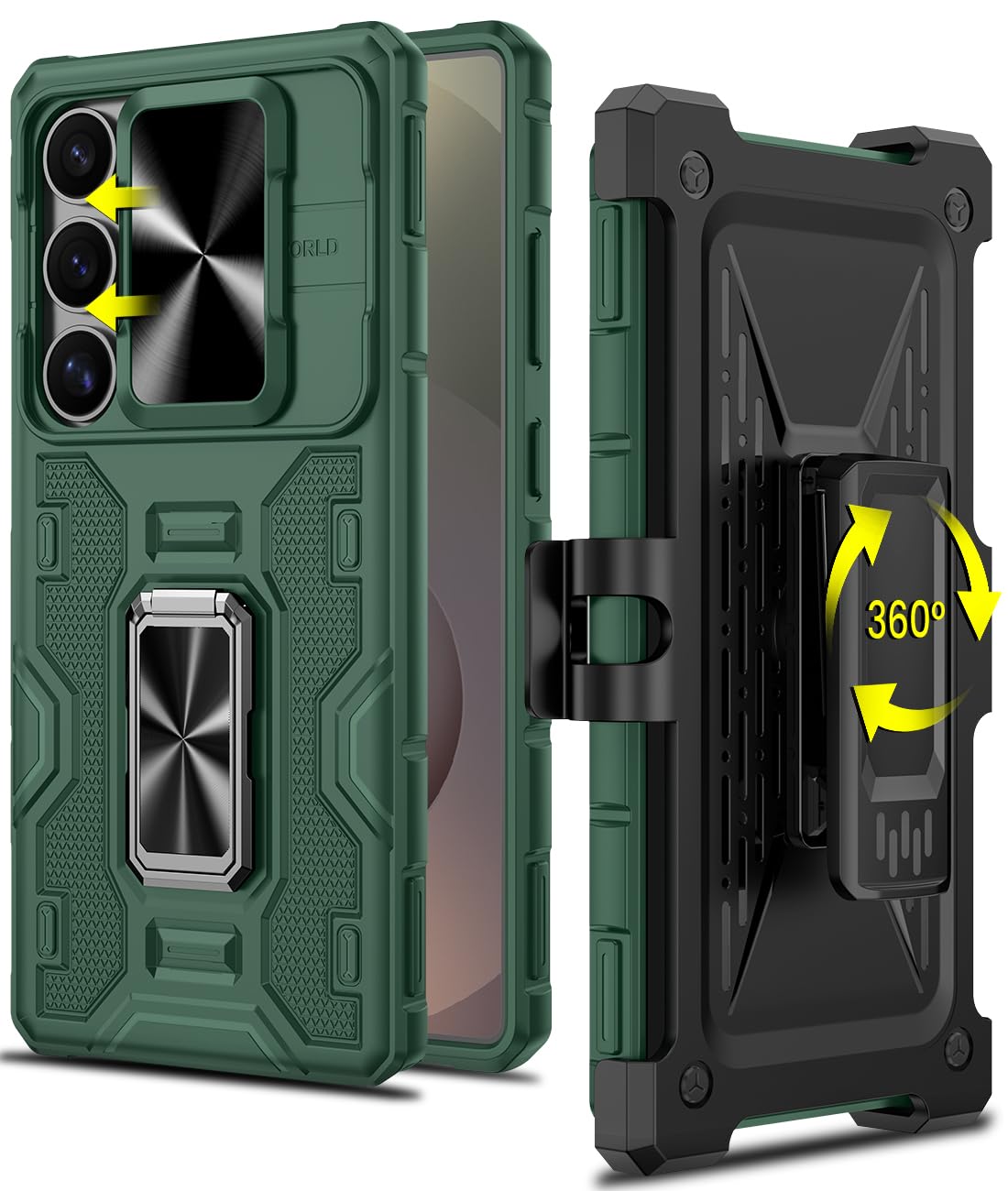 Funda Caka Para Samsung Galaxy S25 Ultra Con Clip Para Cinturón, Color Verde Oscuro - Venta Internacional.