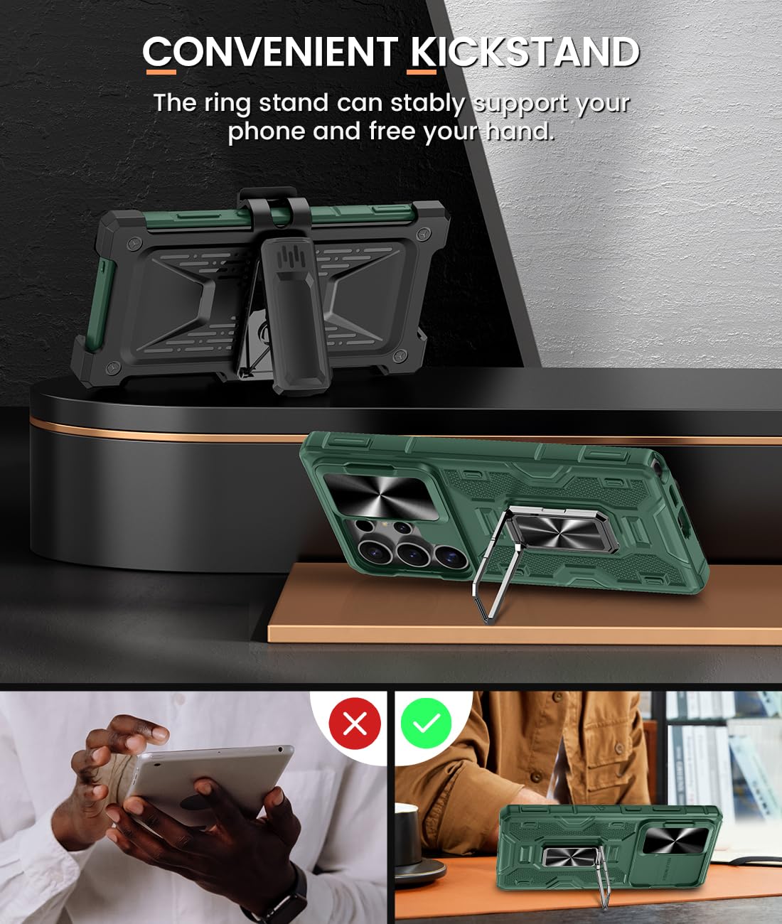 Foto 4 pulgar | Funda Caka Para Samsung Galaxy S25 Ultra Con Clip Para Cinturón, Color Verde Oscuro - Venta Internacional.