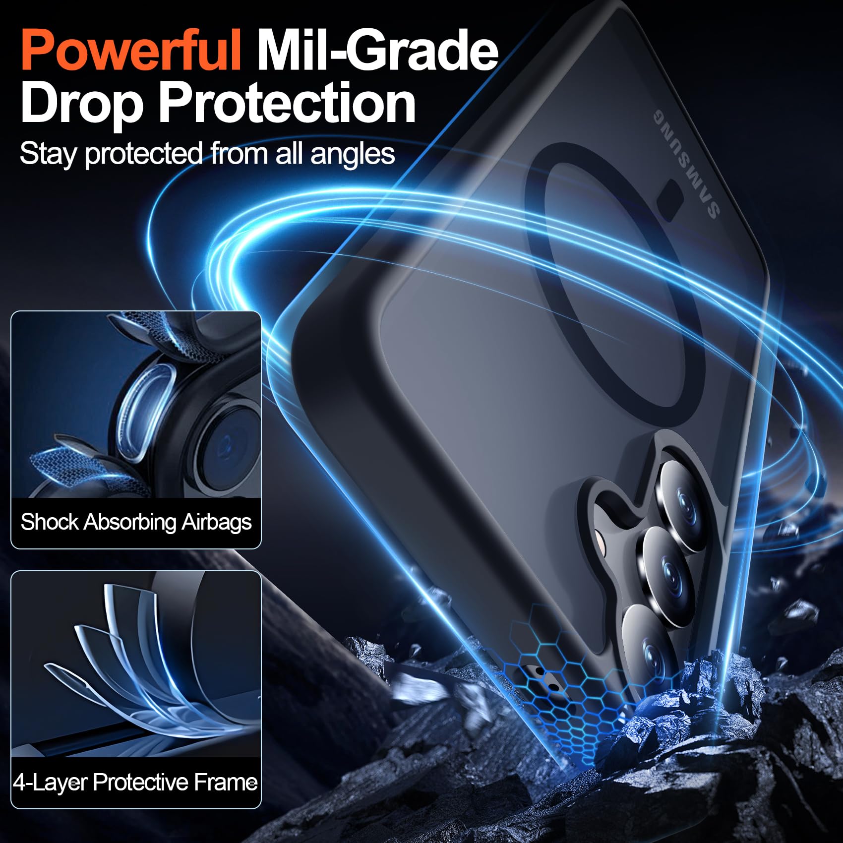 Foto 4 pulgar | Funda Magnética Mozoter Para Samsung Galaxy S25, Negra - Venta Internacional.
