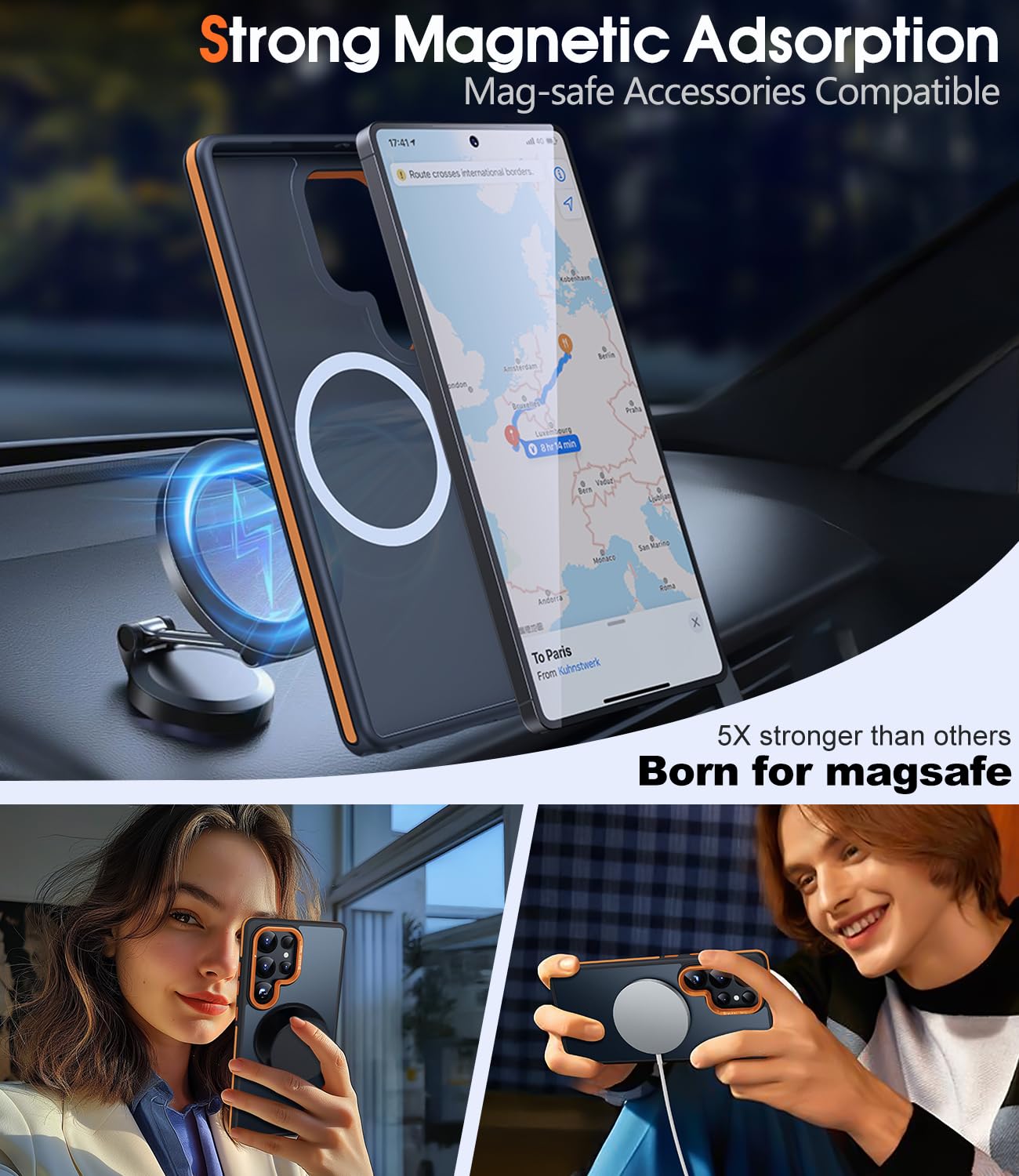 Foto 4 pulgar | Funda De Teléfono Jame Para Samsung Galaxy S25 Ultra Con Magsafe Orange - Venta Internacional.