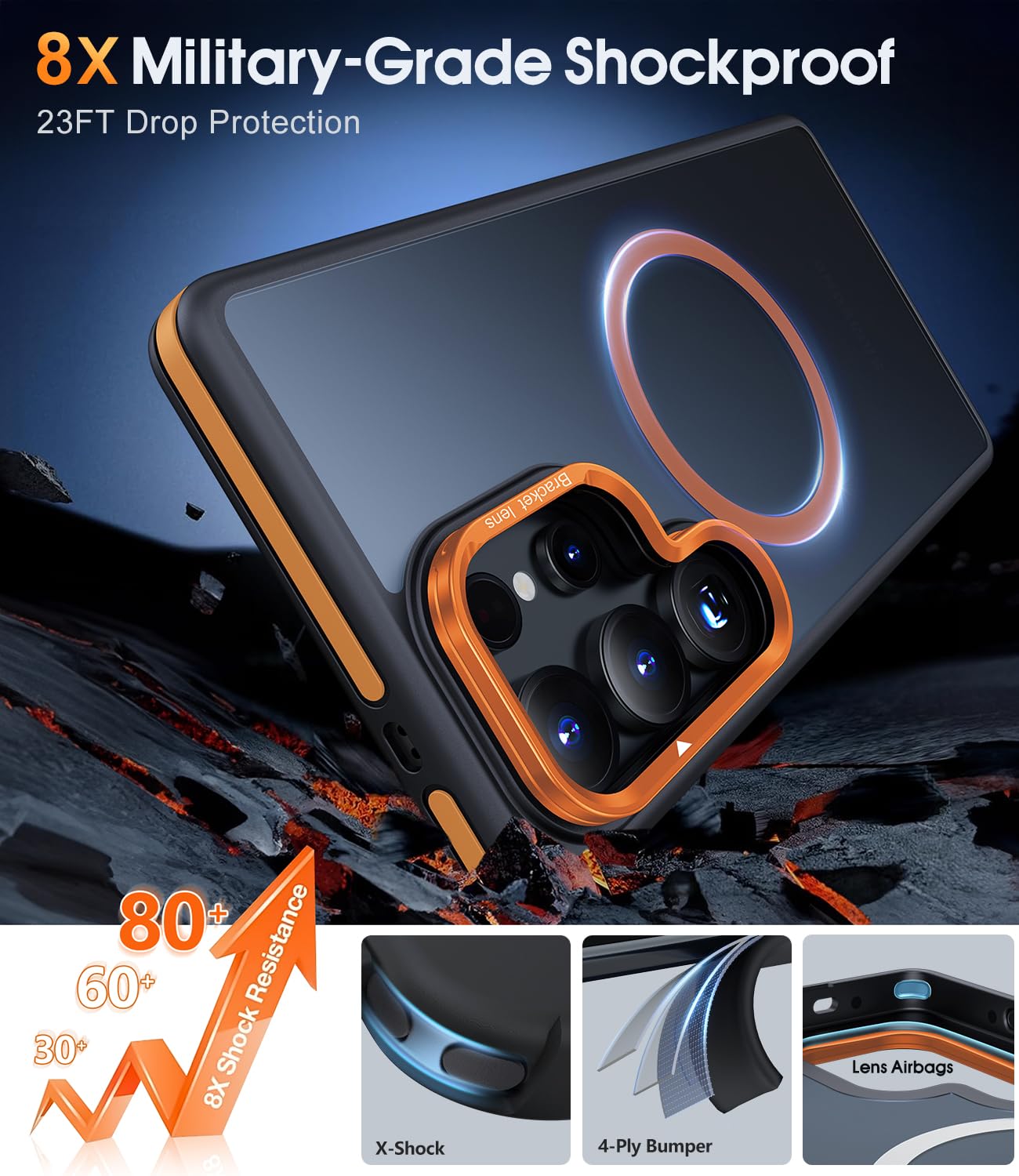 Foto 6 pulgar | Funda De Teléfono Jame Para Samsung Galaxy S25 Ultra Con Magsafe Orange - Venta Internacional.