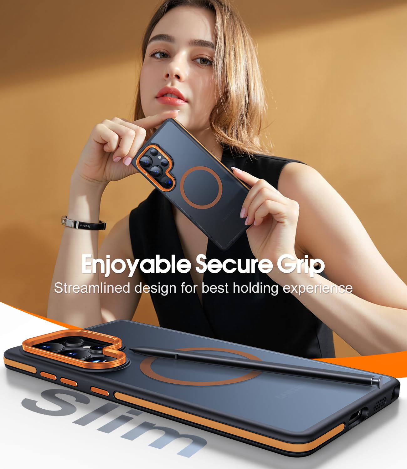 Foto 8 pulgar | Funda De Teléfono Jame Para Samsung Galaxy S25 Ultra Con Magsafe Orange - Venta Internacional.