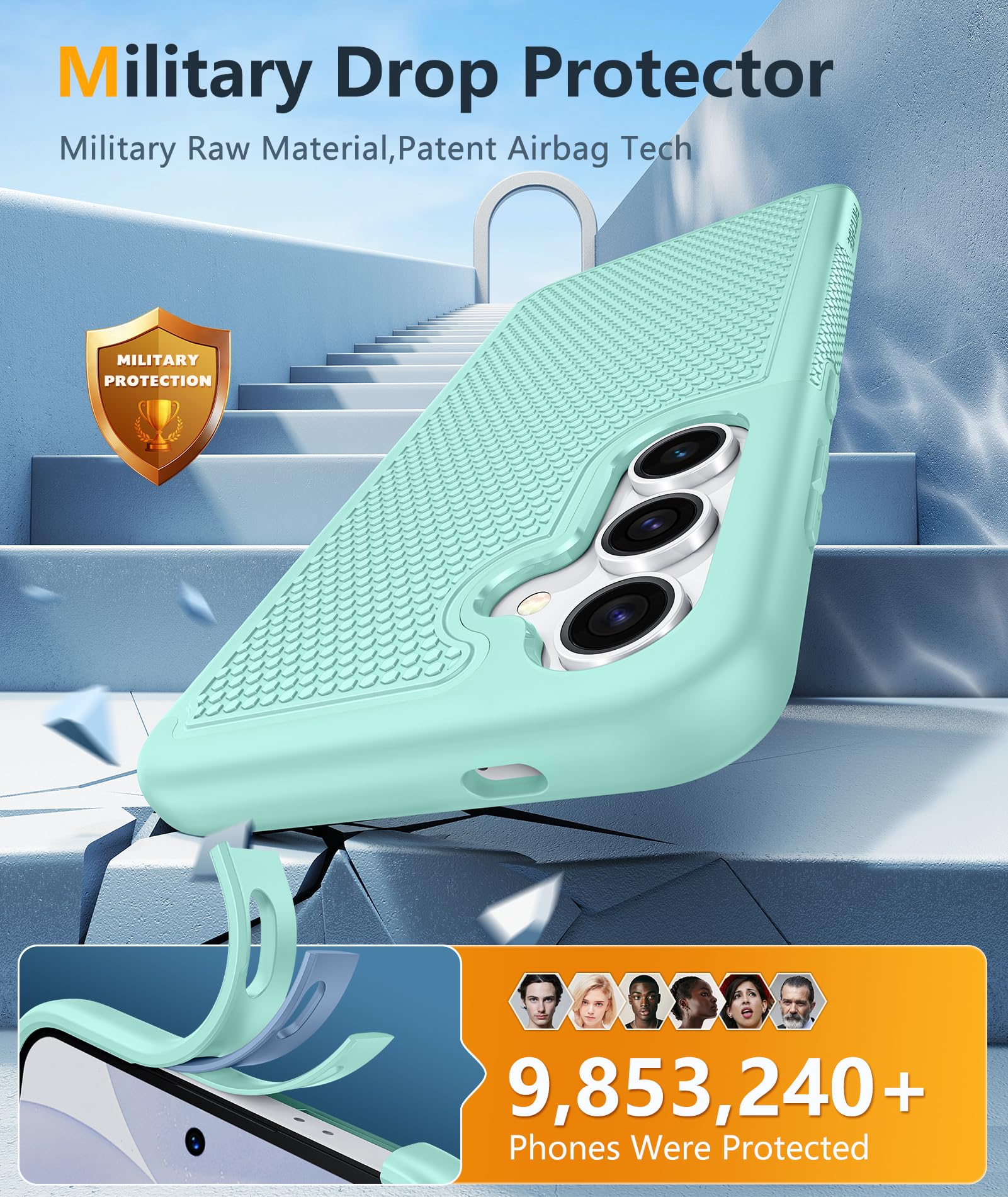 Foto 5 pulgar | Funda De Teléfono Fntcase Para Samsung Galaxy S25-plus A Prueba De Golpes, Color Menta - Venta Internacional.