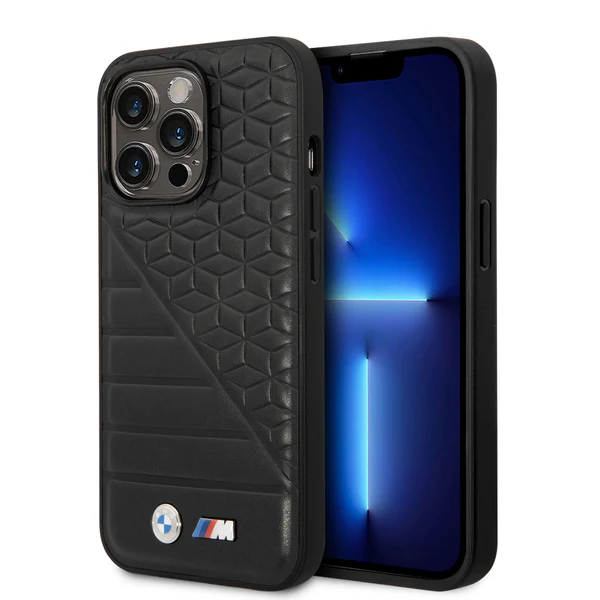 Funda Original Bmw Pu Líneas Para Iphone 14 Pro Max - Negro
