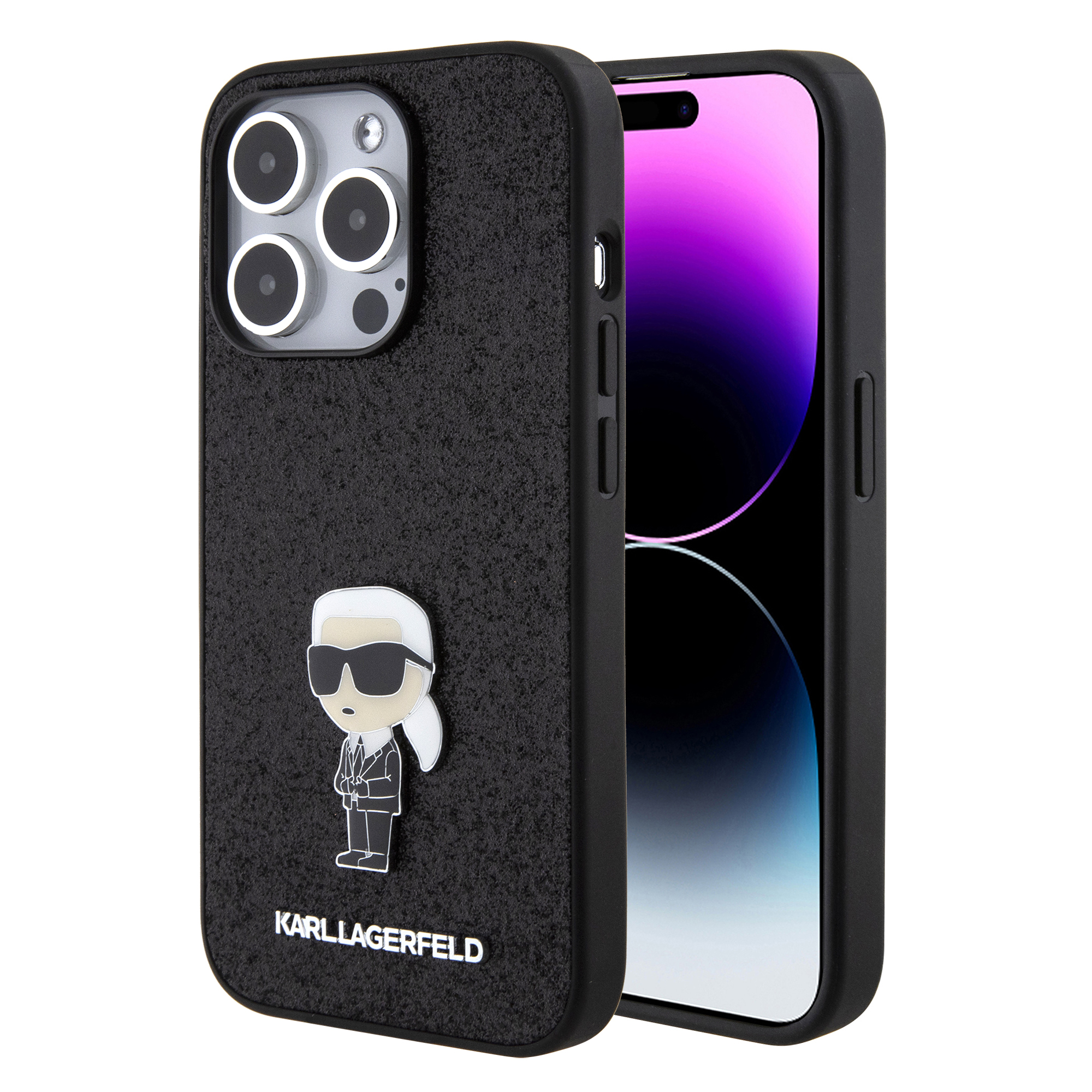 Foto 2 pulgar | Funda Original Karl Lagerfeld Glitter Para Iphone 15 Pro Negro