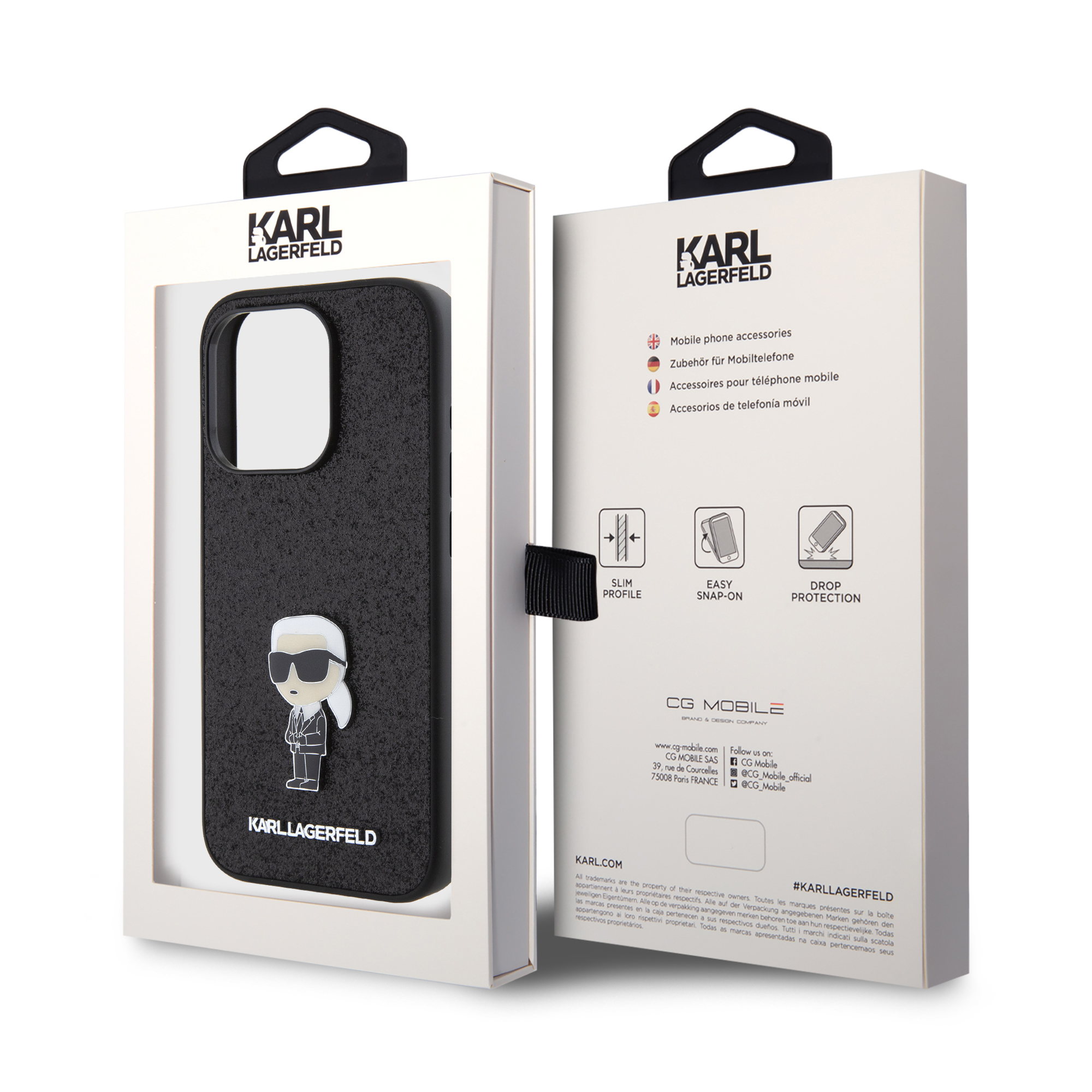 Foto 9 pulgar | Funda Original Karl Lagerfeld Glitter Para Iphone 15 Pro Negro