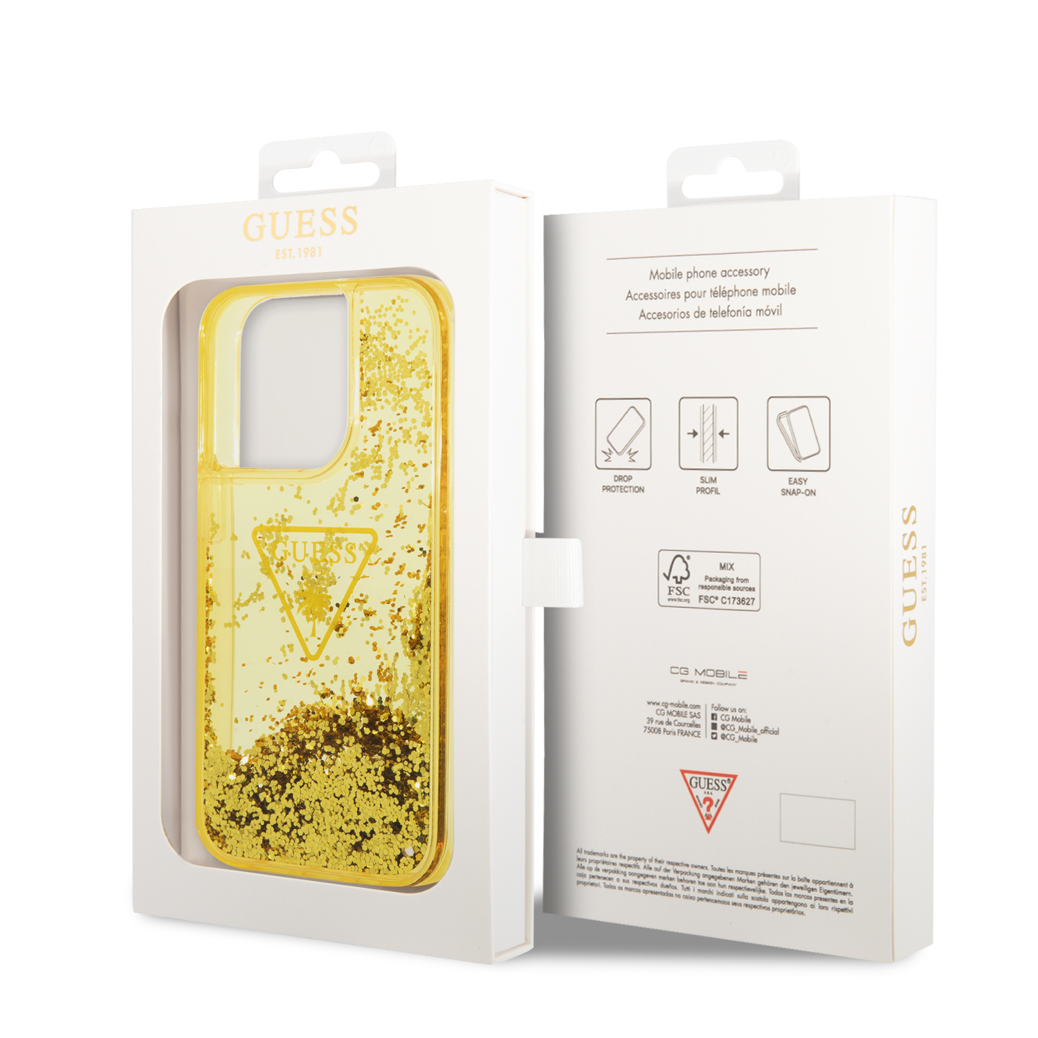 Foto 9 pulgar | Funda Original Guess Brillantina Para Iphone 14 Pro - Dorado