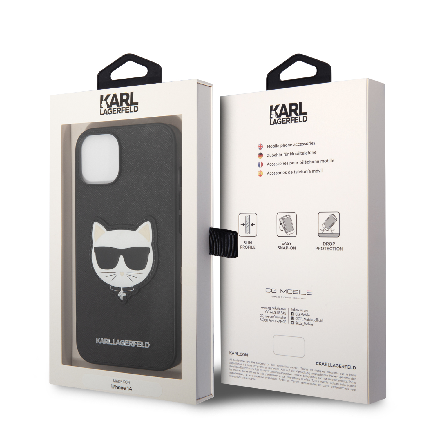 Foto 9 pulgar | Funda Original Karl Saffiano Choupette Para Iphone 14 -negra