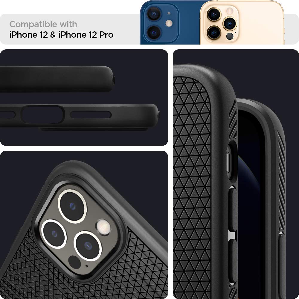 Foto 4 pulgar | Funda Spigen Liquid Air para iPhone 12 Pro Negro Mate - Venta Internacional