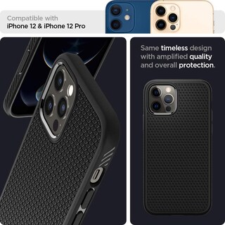 Foto 4 | Funda Spigen Liquid Air para iPhone 12 Pro Negro Mate - Venta Internacional