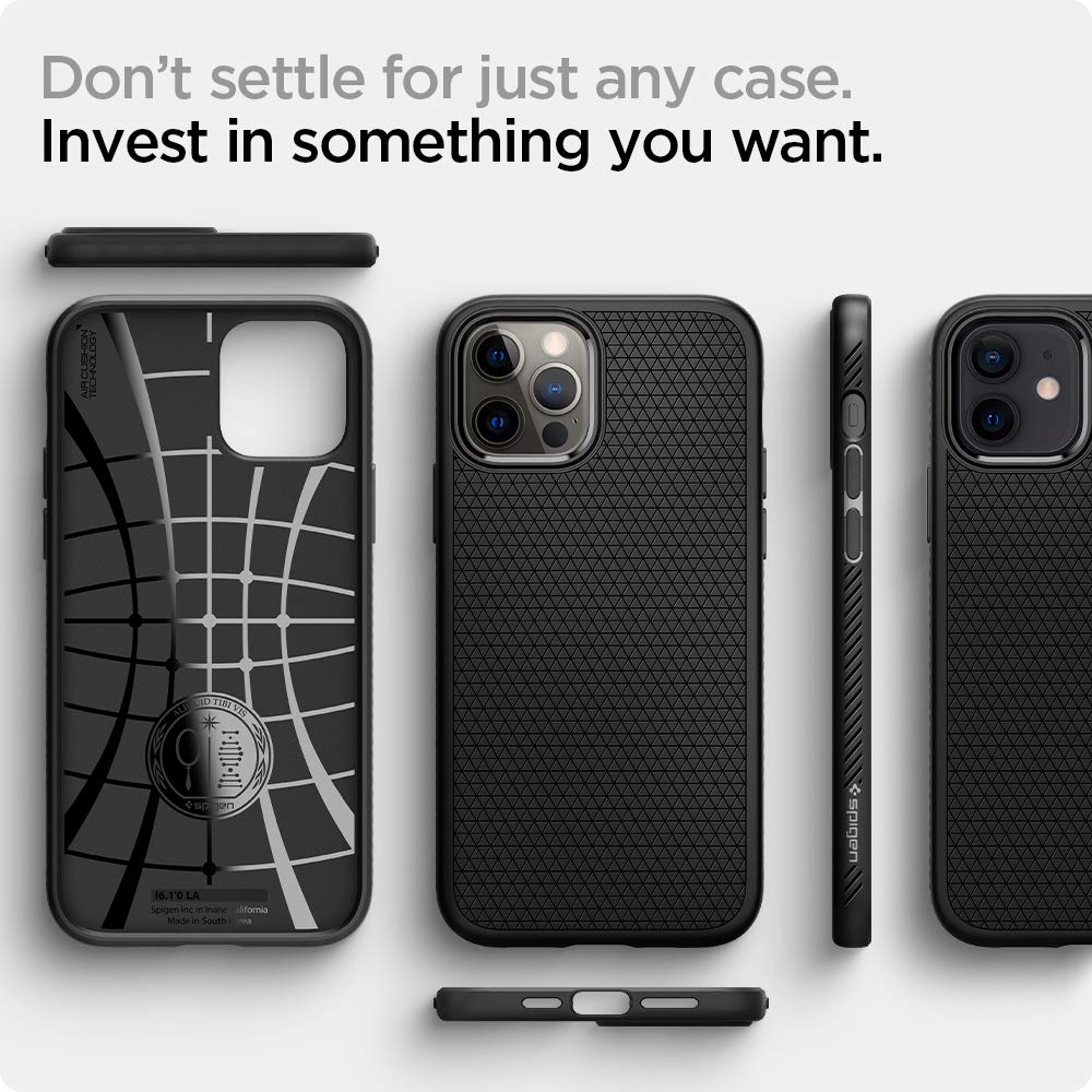 Foto 8 pulgar | Funda Spigen Liquid Air para iPhone 12 Pro Negro Mate - Venta Internacional