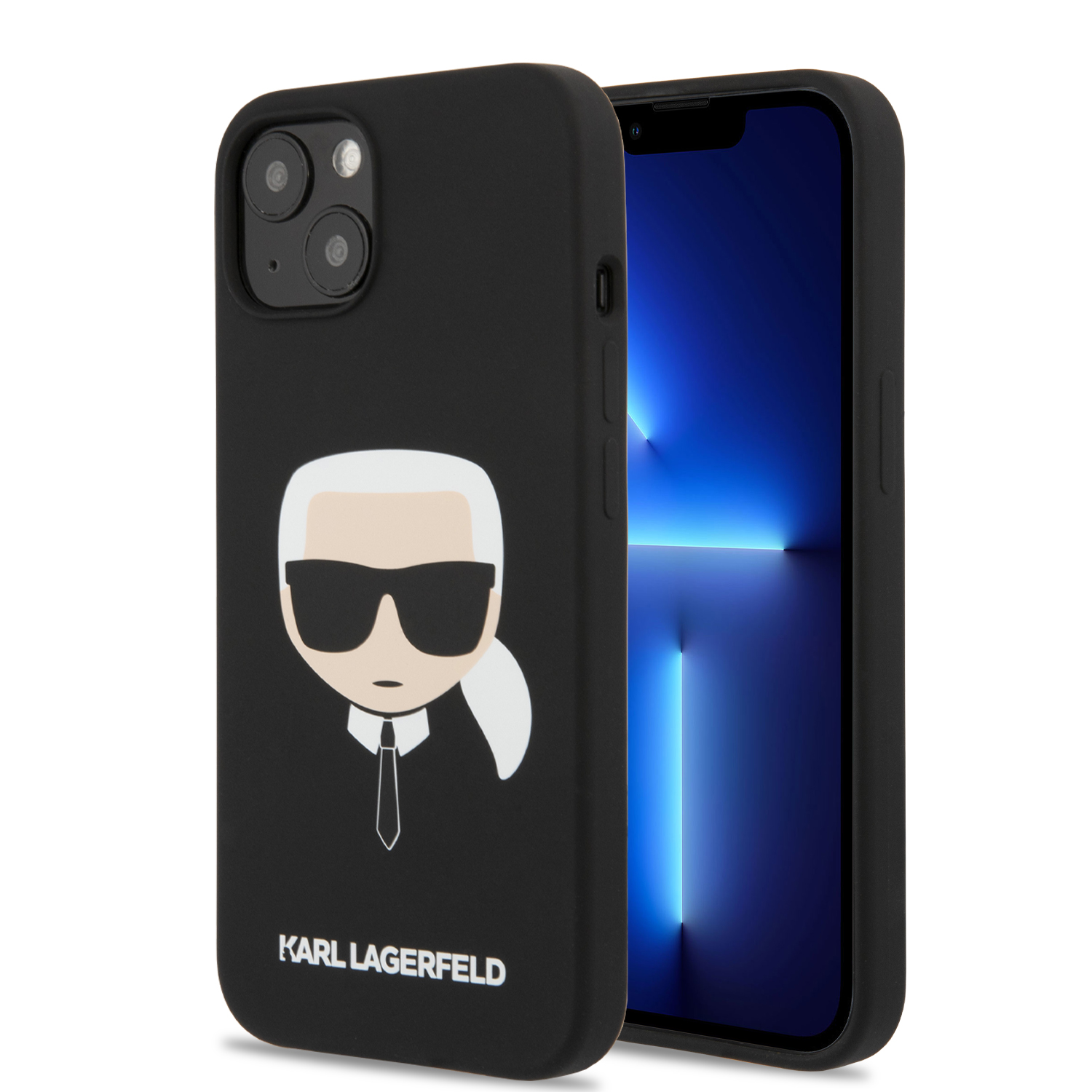 Funda Original Karl Lagerfeld Silicón Cara Para Iphone 13- Negro