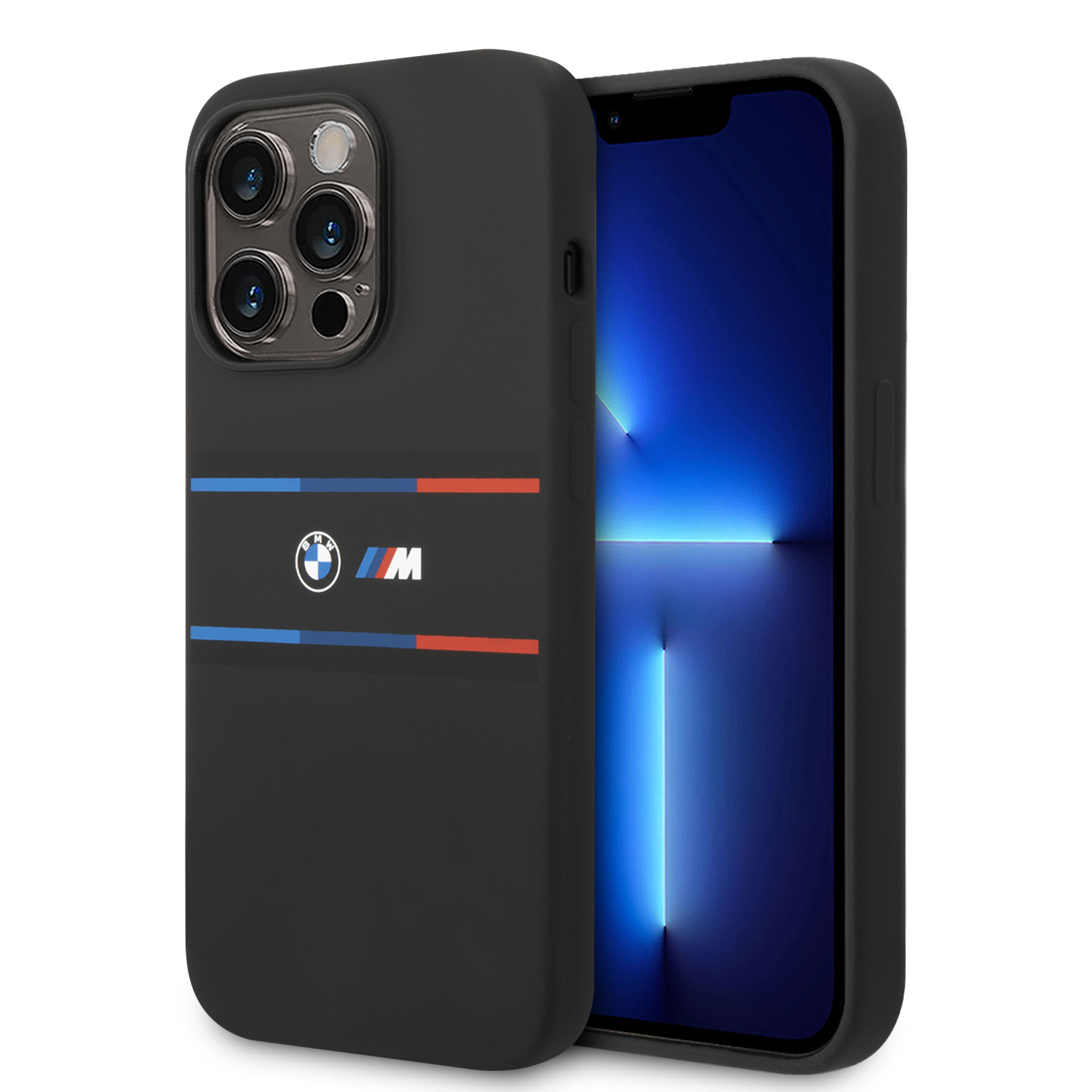 Foto 2 pulgar | Funda Original Bmw Silicón Líneas Para Iphone 15 Pro - Negro