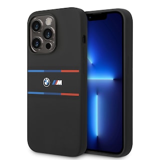 Foto 1 | Funda Original Bmw Silicón Líneas Para Iphone 15 Pro - Negro