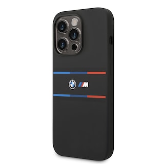 Foto 2 | Funda Original Bmw Silicón Líneas Para Iphone 15 Pro - Negro