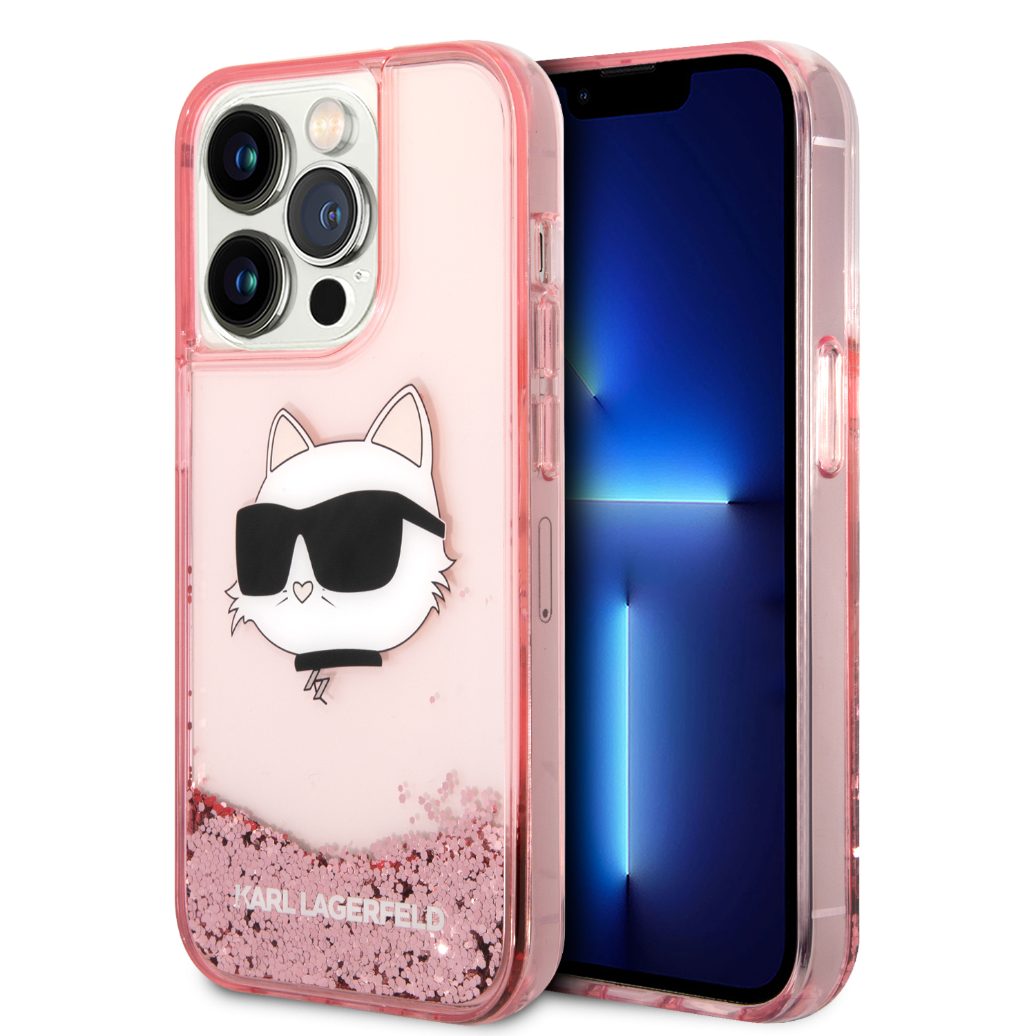Foto 2 pulgar | Funda Original Karl Lagerfeld Glitter Para Iphone 15 Pro Rosa