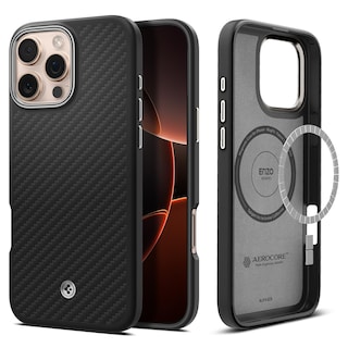 Foto 1 | Funda Spigen Enzo Aramid Para Iphone 16 Pro Max Negra Y Plateada - Venta Internacional.