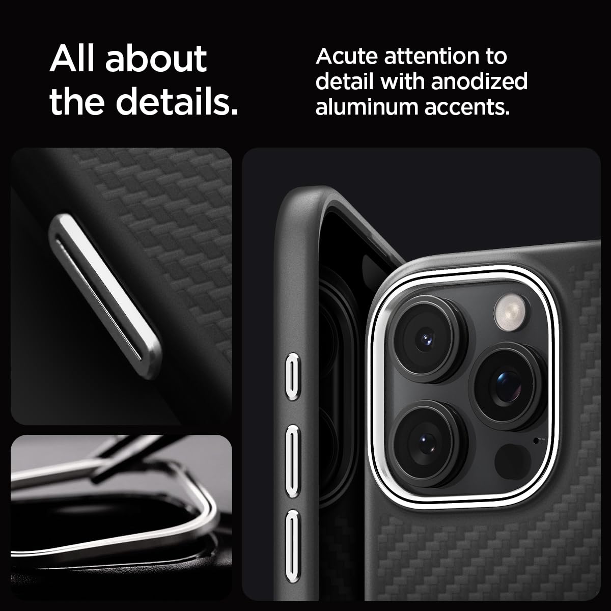 Foto 6 pulgar | Funda Spigen Enzo Aramid Para Iphone 16 Pro Max Negra Y Plateada - Venta Internacional.