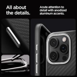 Foto 5 | Funda Spigen Enzo Aramid Para Iphone 16 Pro Max Negra Y Plateada - Venta Internacional.