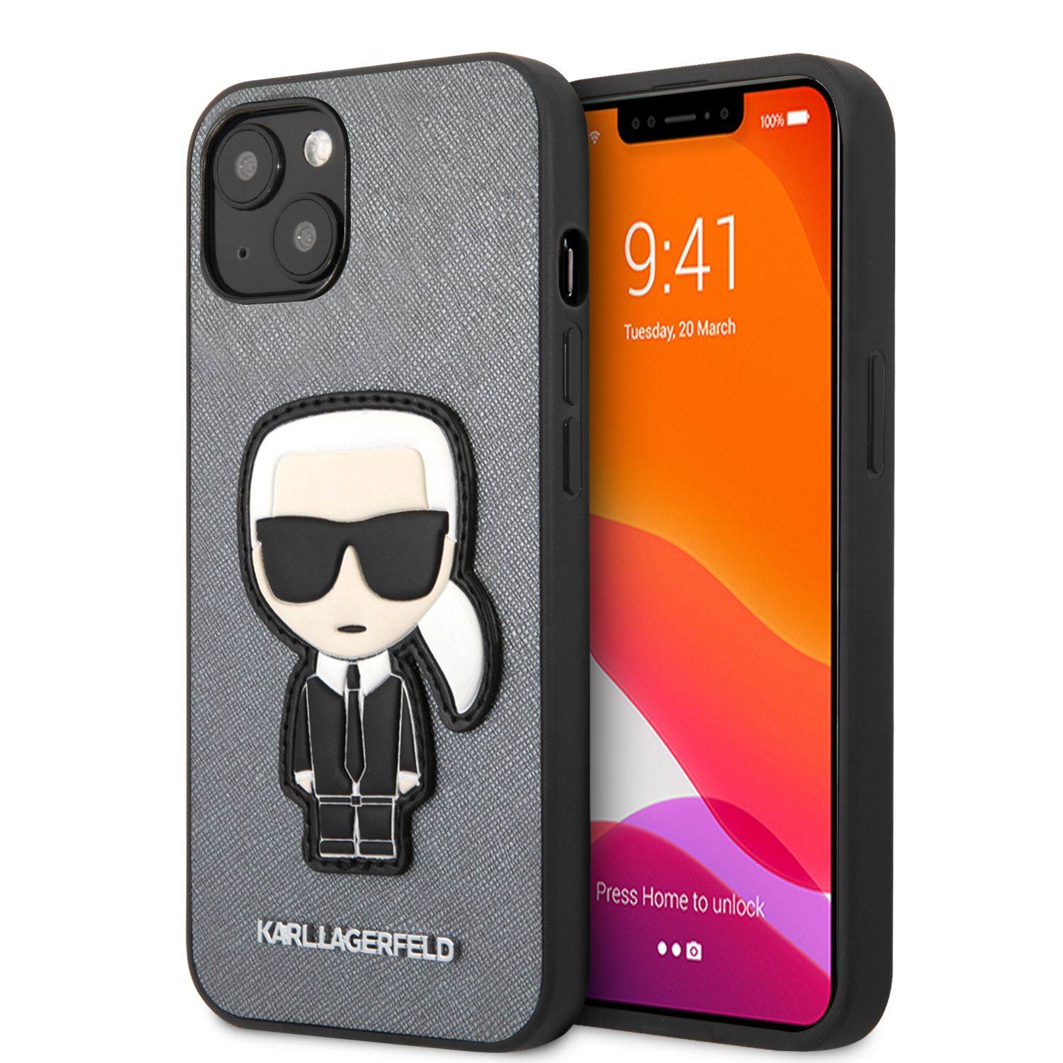 Foto 2 pulgar | Funda Original Karl Lagerfeld Parche Para Iphone 13 - Plata