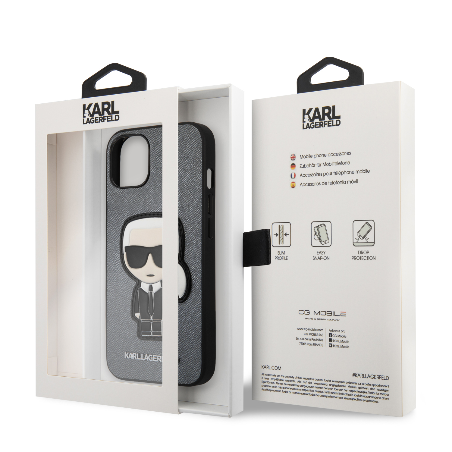 Foto 9 pulgar | Funda Original Karl Lagerfeld Parche Para Iphone 13 - Plata