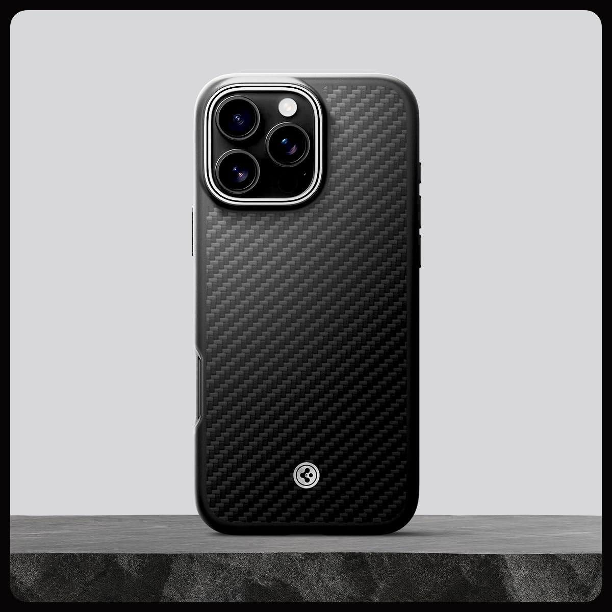 Foto 4 pulgar | Funda De Teléfono Spigen Enzo Aramid Para Iphone 16 Pro - Negro Plateado - Venta Internacional.