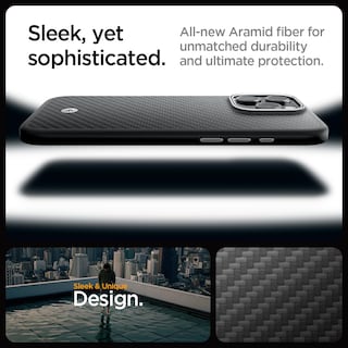 Foto 4 | Funda De Teléfono Spigen Enzo Aramid Para Iphone 16 Pro - Negro Plateado - Venta Internacional.