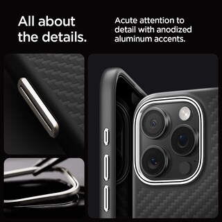 Foto 5 | Funda De Teléfono Spigen Enzo Aramid Para Iphone 16 Pro - Negro Plateado - Venta Internacional.