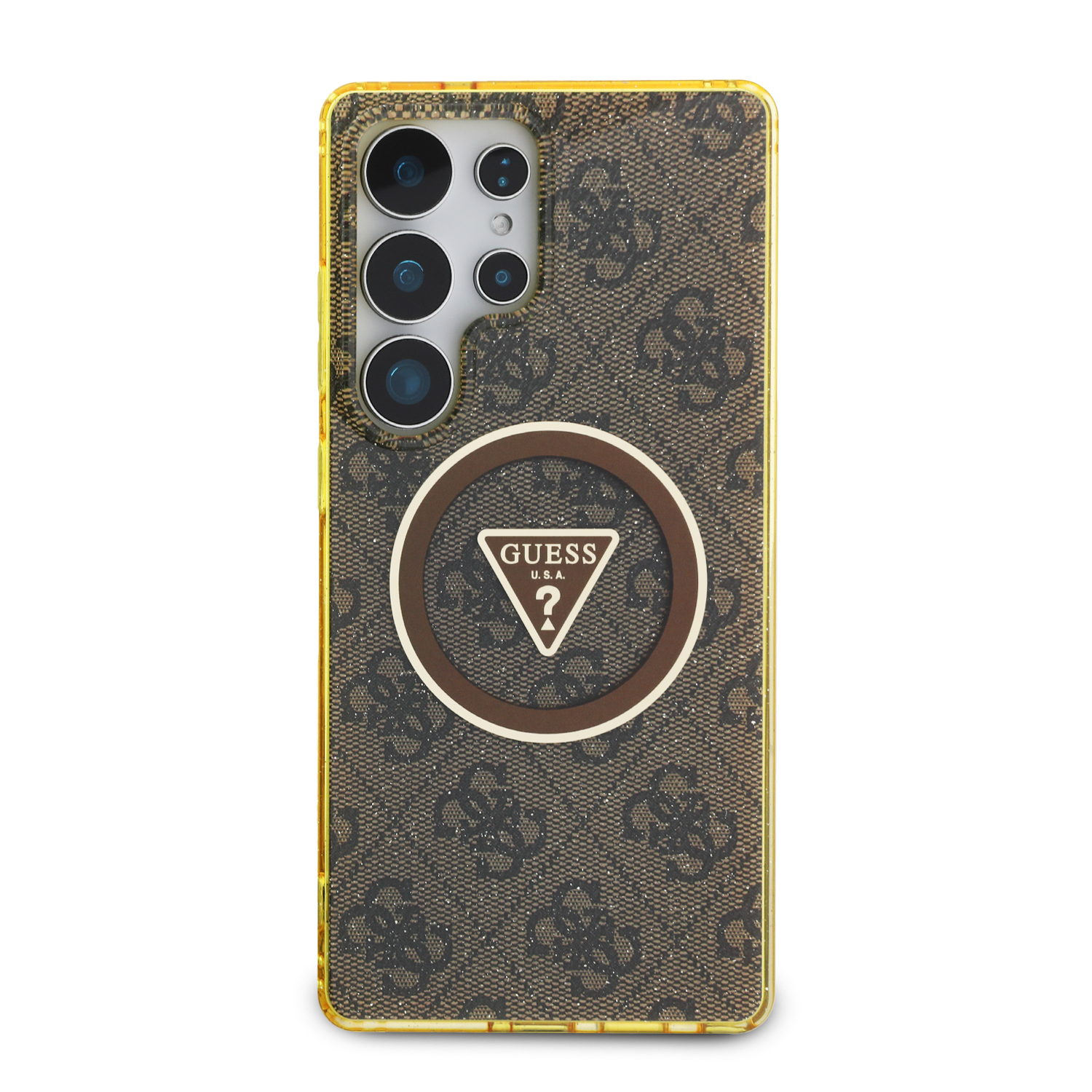 Foto 4 pulgar | Funda Original Guess 4g Logo Triángulo S25 Ultra - Café