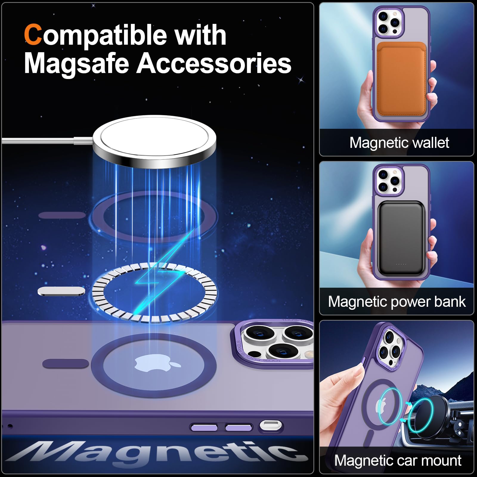 Foto 5 pulgar | Funda Hython para Iphone 14 Pro Max de 6.7 Pulgadas con Magsafe Deep Purple - Venta Internacional