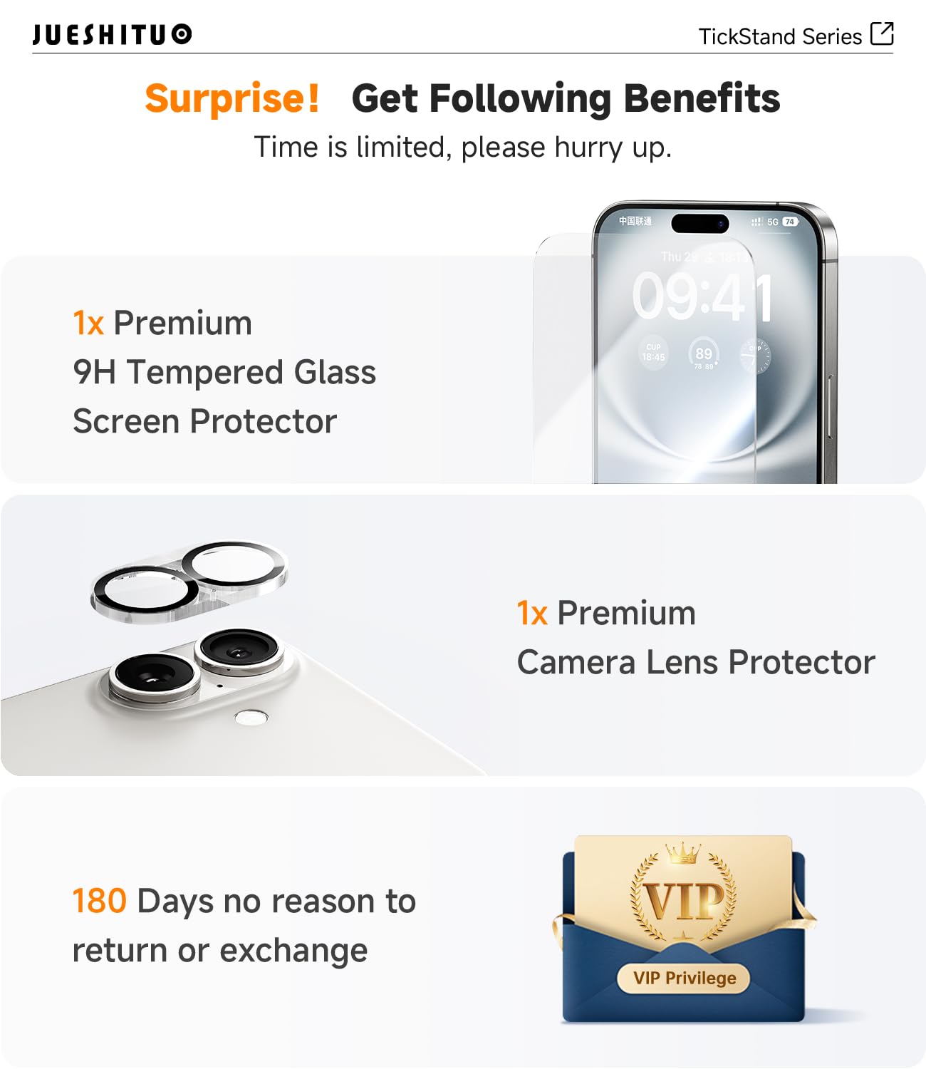 Foto 6 pulgar | Funda de Teléfono Jueshituo 3 en 1 para iPhone 16 Plus con Accesorios - Venta Internacional