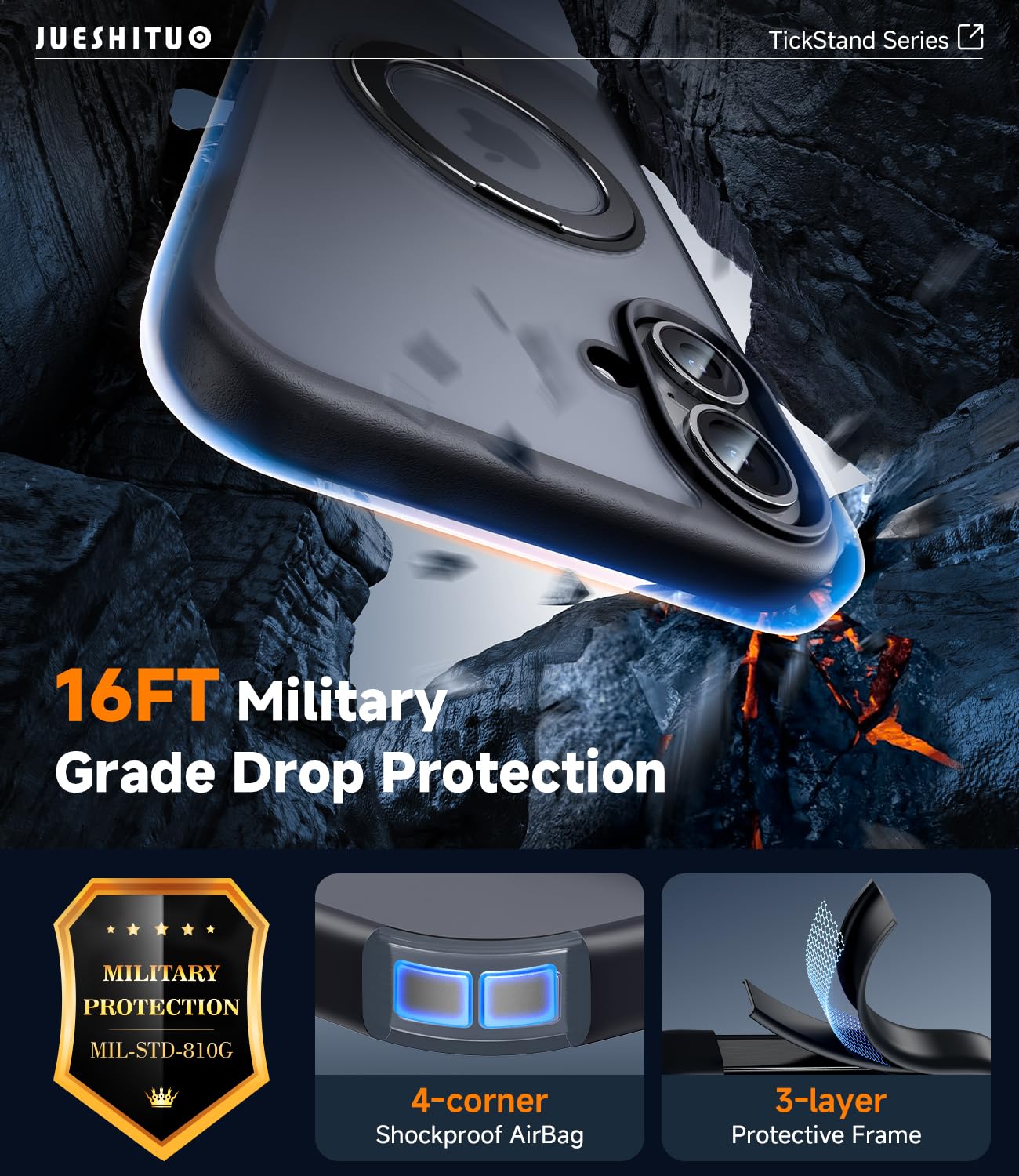 Foto 7 pulgar | Funda de Teléfono Jueshituo 3 en 1 para iPhone 16 Plus con Accesorios - Venta Internacional