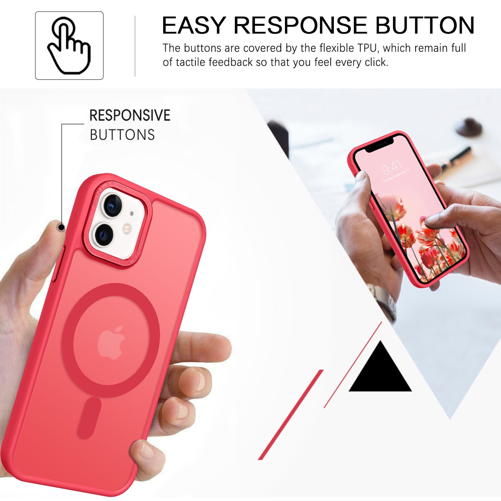 Foto 6 pulgar | Funda Magnética Bentobenp para iPhone 12 Roja - Venta Internacional