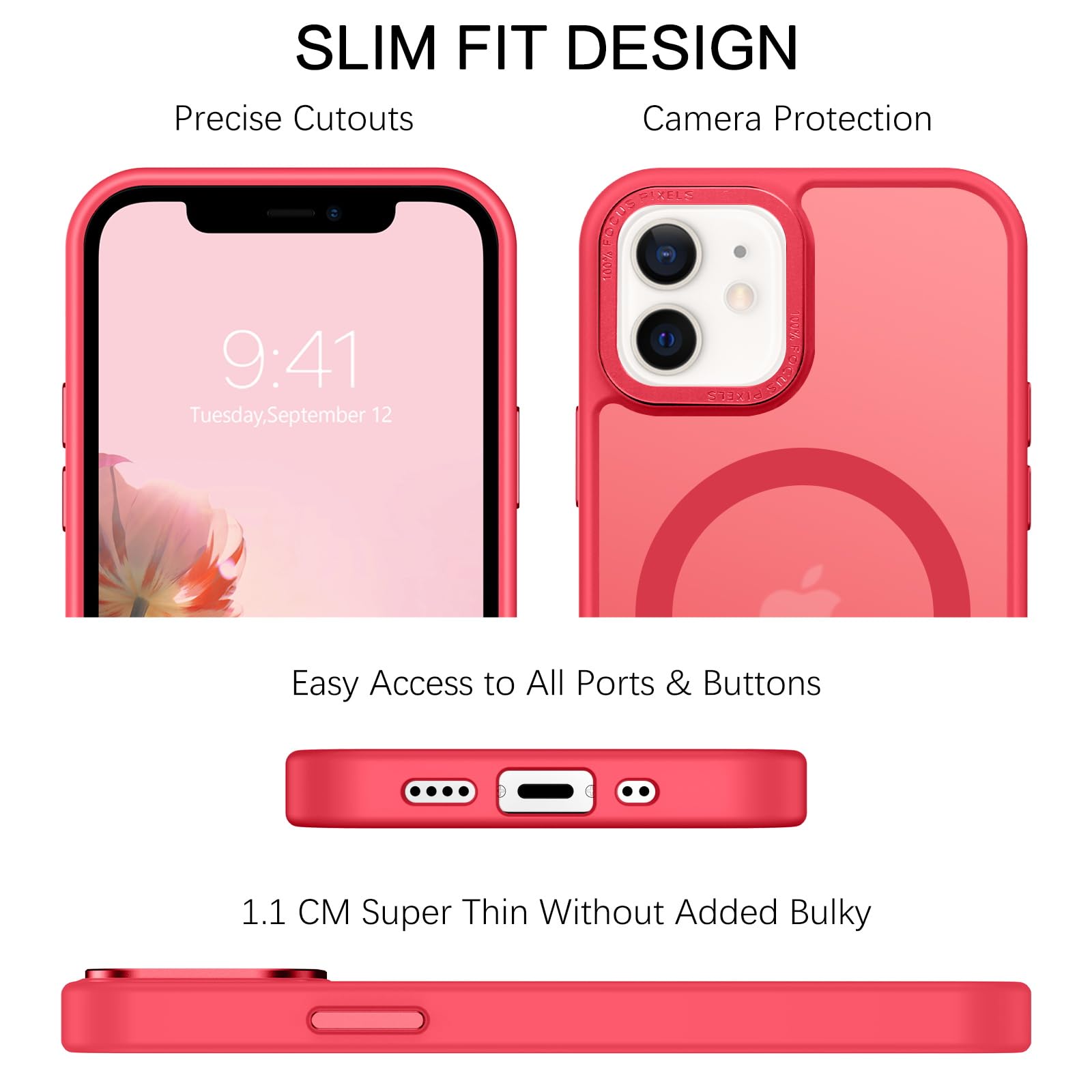 Foto 7 pulgar | Funda Magnética Bentobenp para iPhone 12 Roja - Venta Internacional