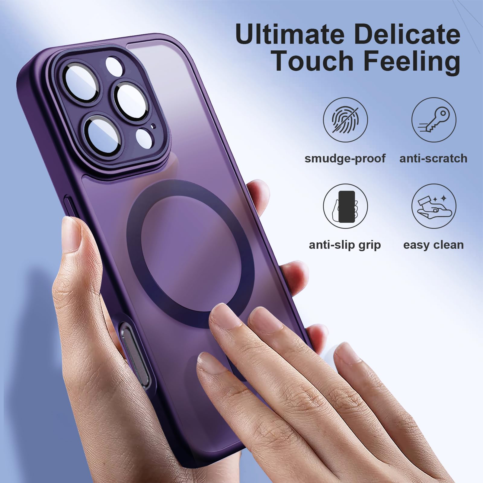 Foto 3 | Funda Roybens para iPhone 16 Pro-max Mate Transparente Morado - Venta Internacional