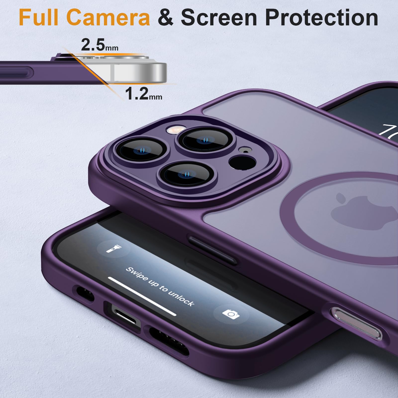 Foto 5 pulgar | Funda Roybens para iPhone 16 Pro-max Mate Transparente Morado - Venta Internacional