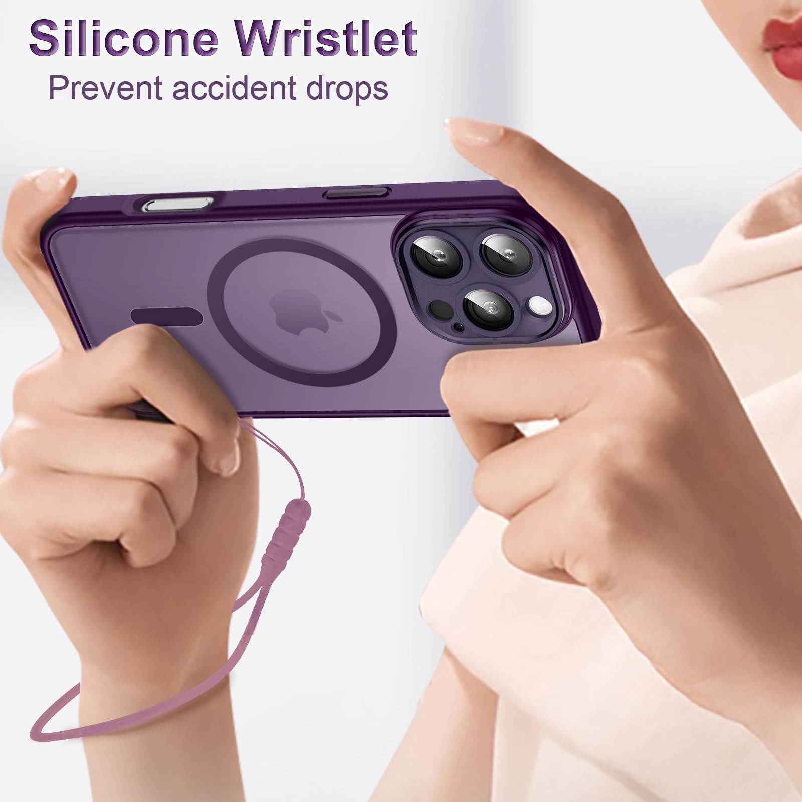 Foto 8 pulgar | Funda Roybens para iPhone 16 Pro-max Mate Transparente Morado - Venta Internacional