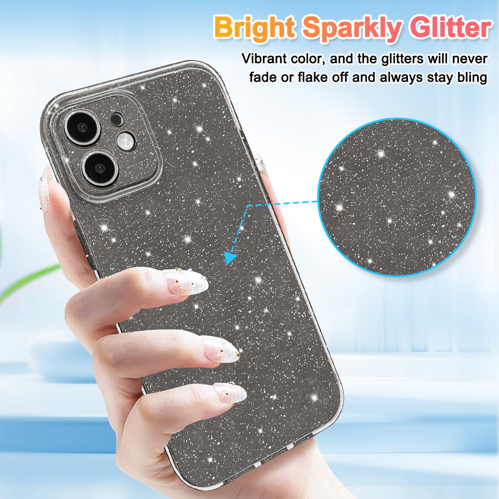 Foto 3 pulgar | Funda Hython Glitter Sparkly iPhone 12 6.1 Gris - Venta Internacional