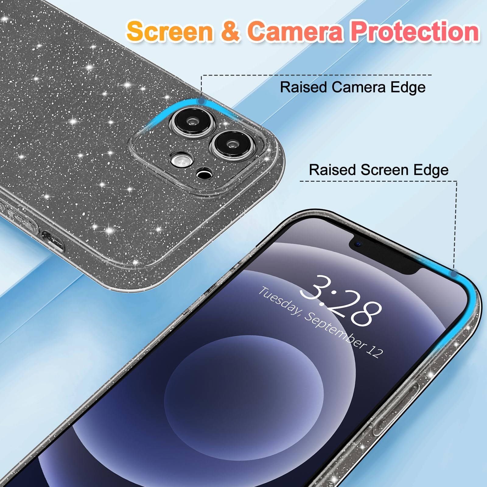 Foto 4 pulgar | Funda Hython Glitter Sparkly iPhone 12 6.1 Gris - Venta Internacional